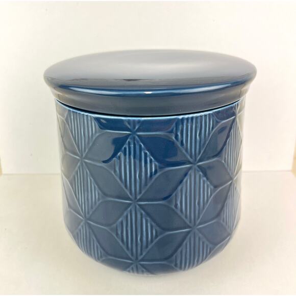 Crate and Barrel Blue Zane Canister with Rubber Seal Lid - Picture 1 of 7